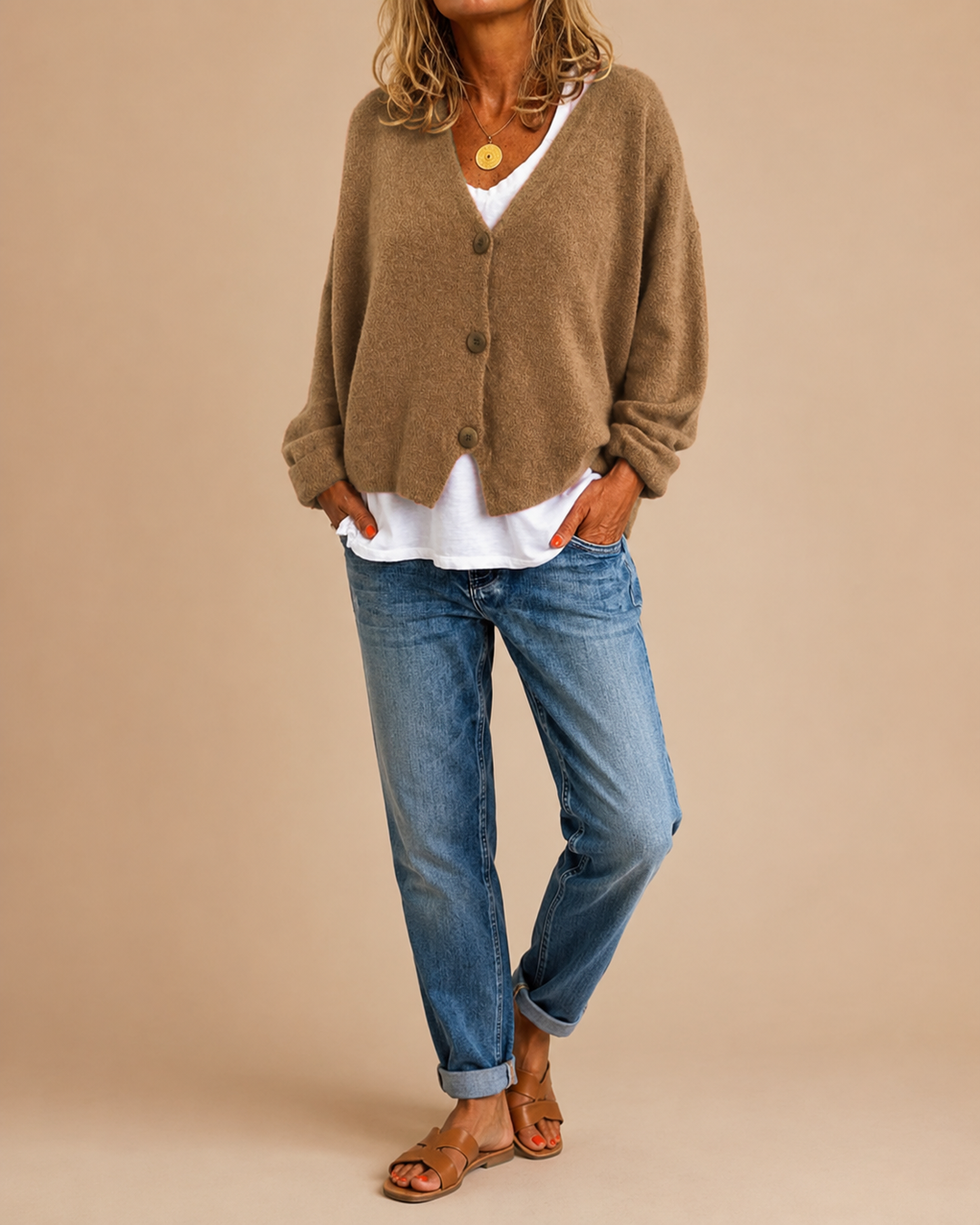 Classic Long Sleeve Knit Button Cardigan