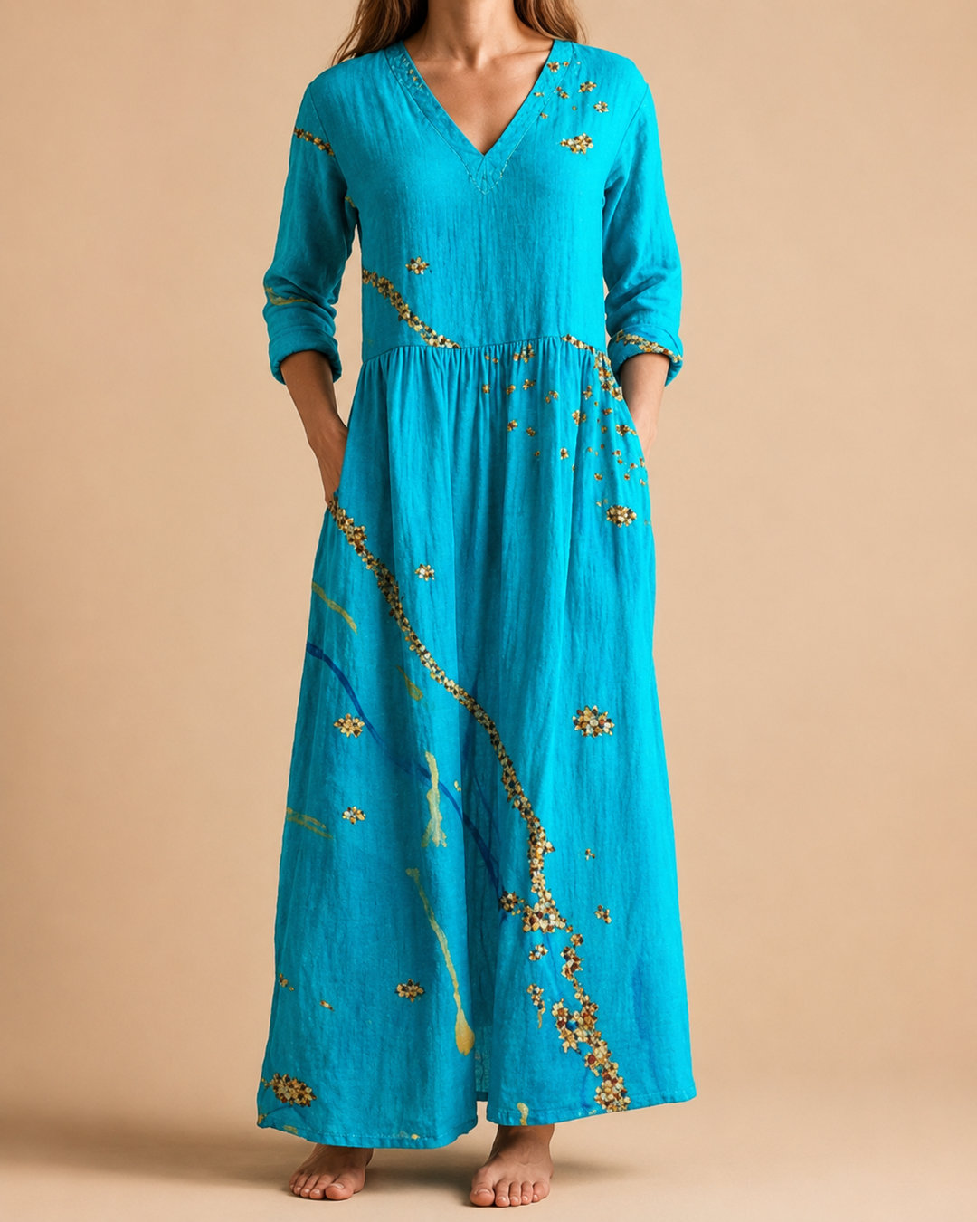 Floral Print Short Sleeve Summer Midi Dress
