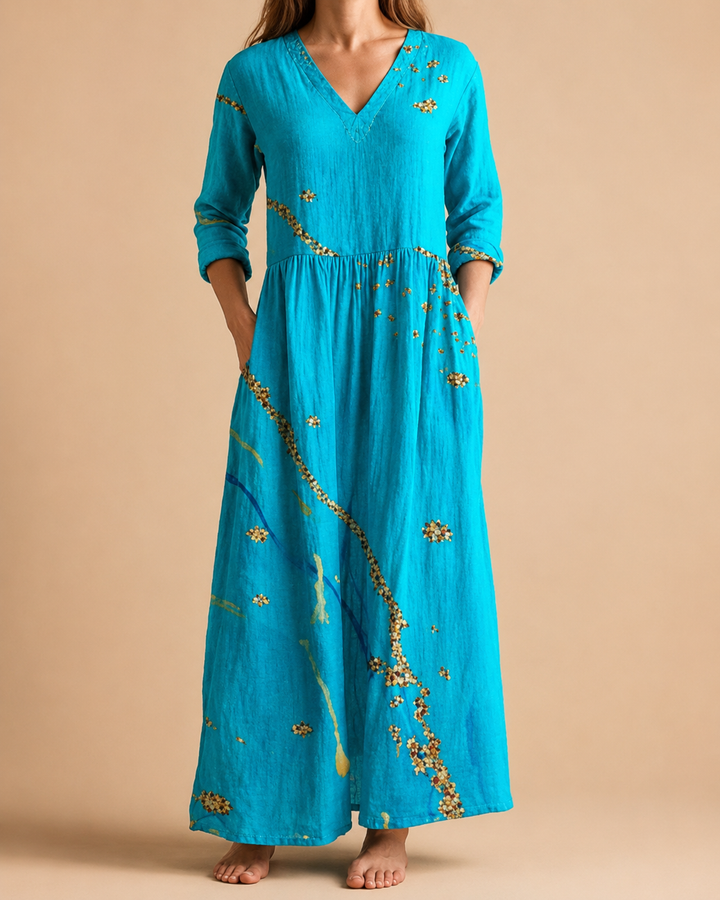 Floral Print Short Sleeve Summer Midi Dress