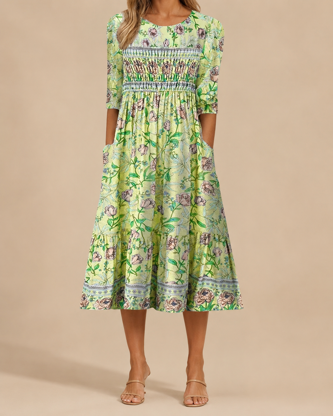 Bohemian Print Slim Fit Summer Midi Dress