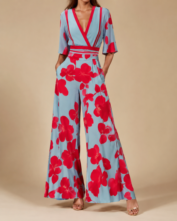 Floral V-Neck Split Summer Maxi Dress