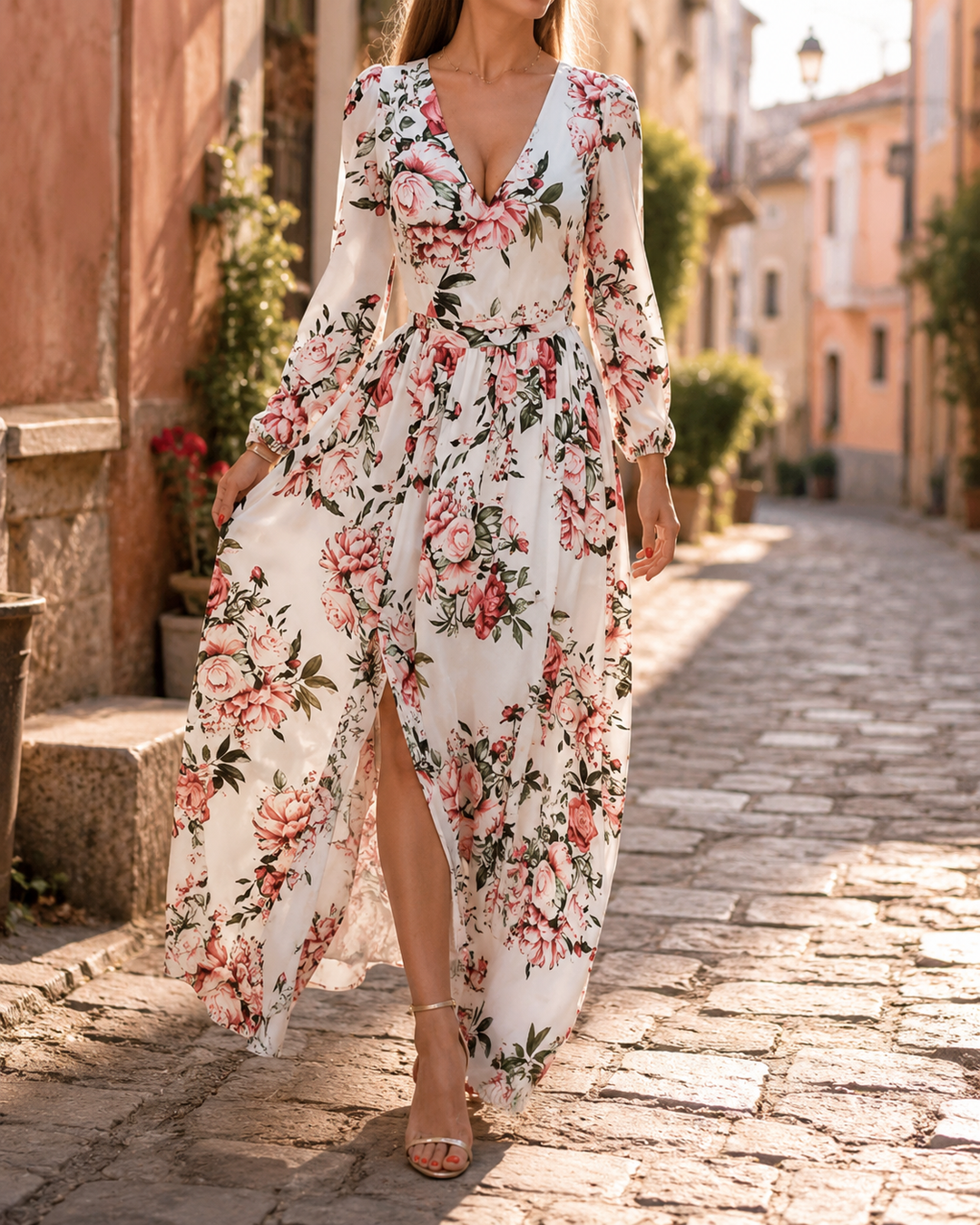 Bohemian Chiffon Long Sleeve Maxi Dress