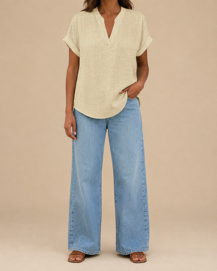 Cotton Short Sleeve Button Front Shirt