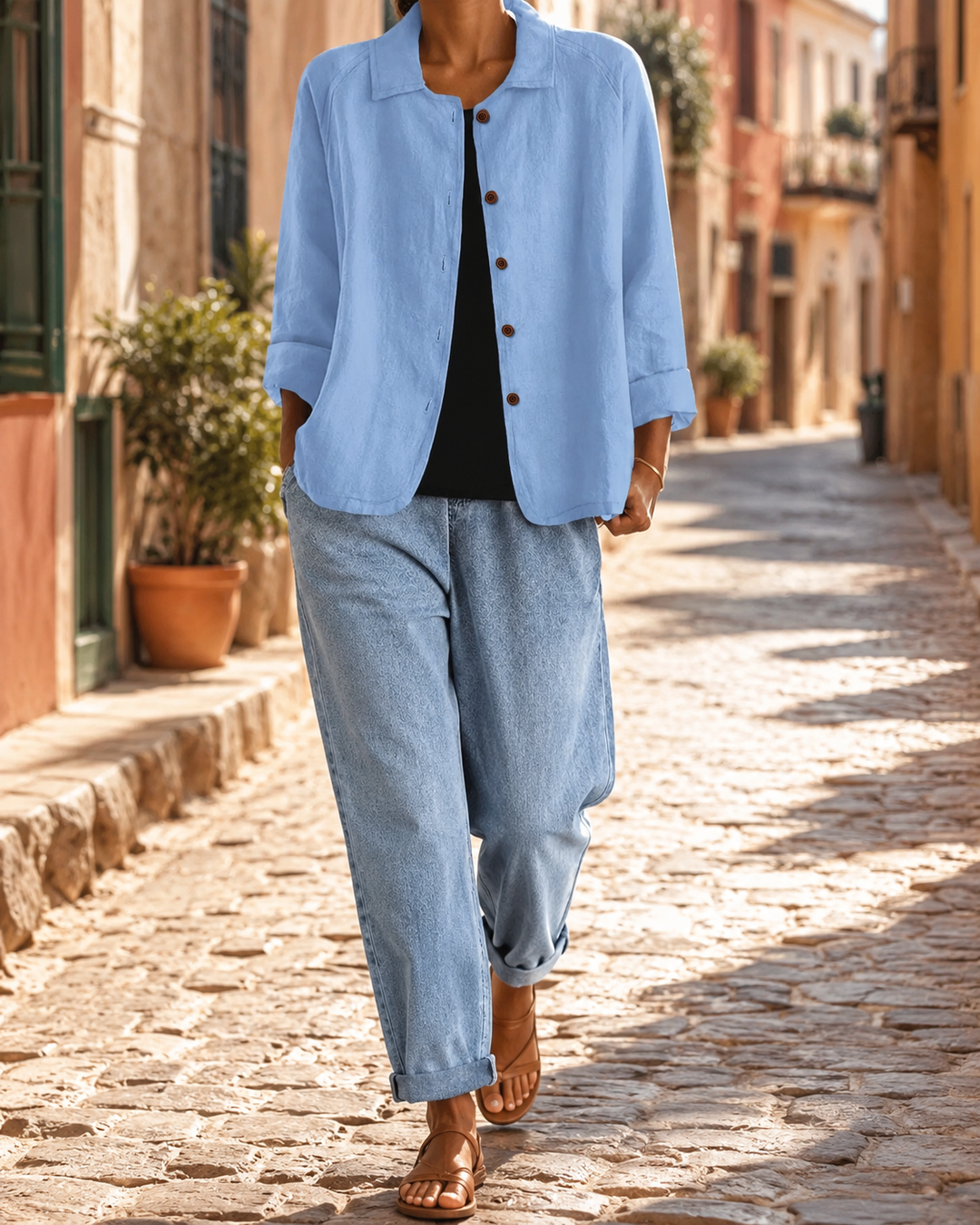 Linen Blend Long Sleeve Shirt Cardigan