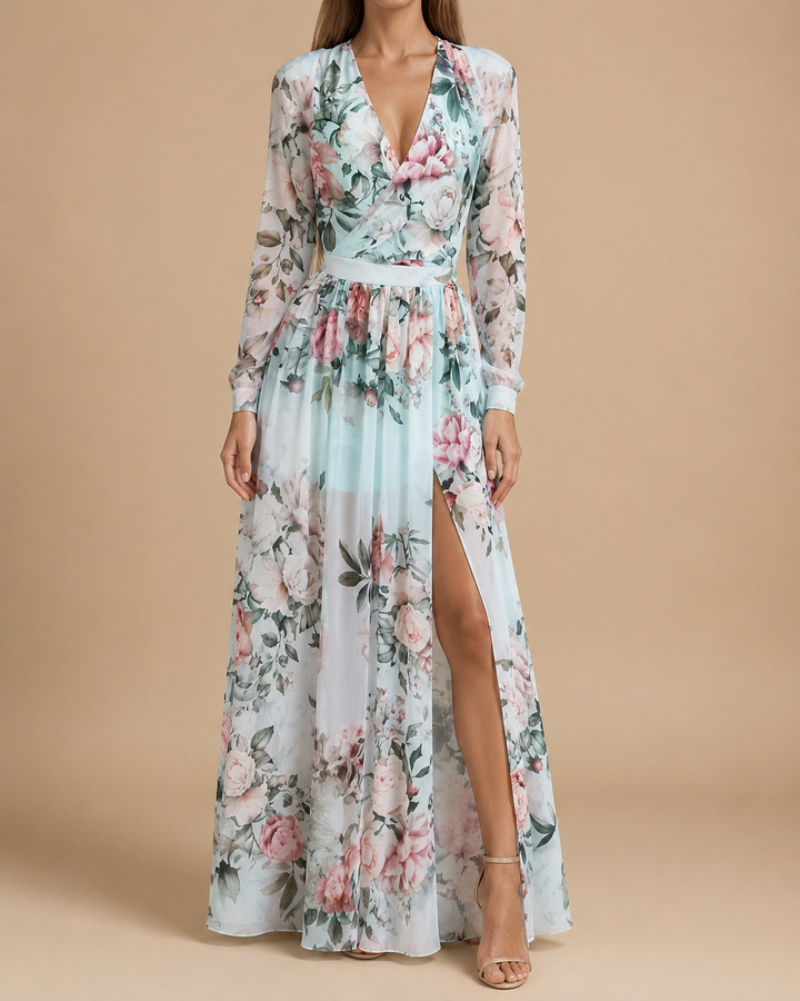Bohemian Chiffon Long Sleeve Maxi Dress