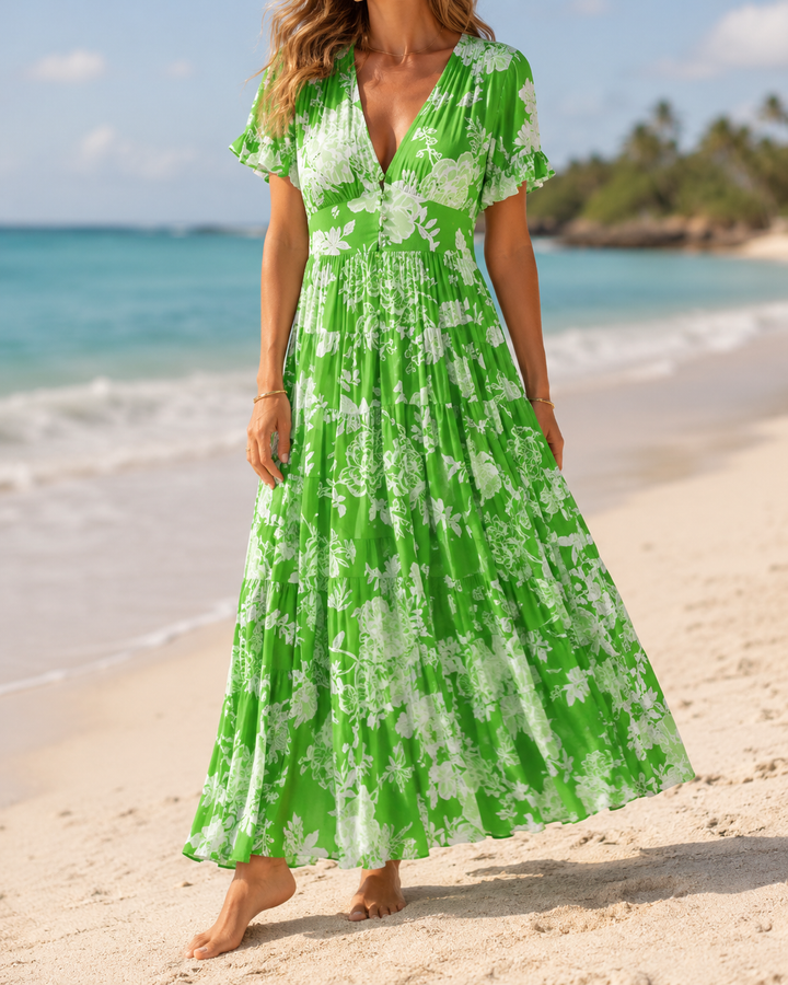 Abstract Print Wide Fit Summer Maxi Dress