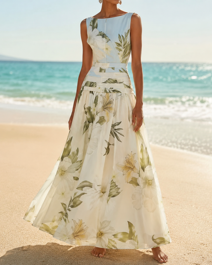 Vintage Floral V-Neck Summer Midi Dress – Primrose London