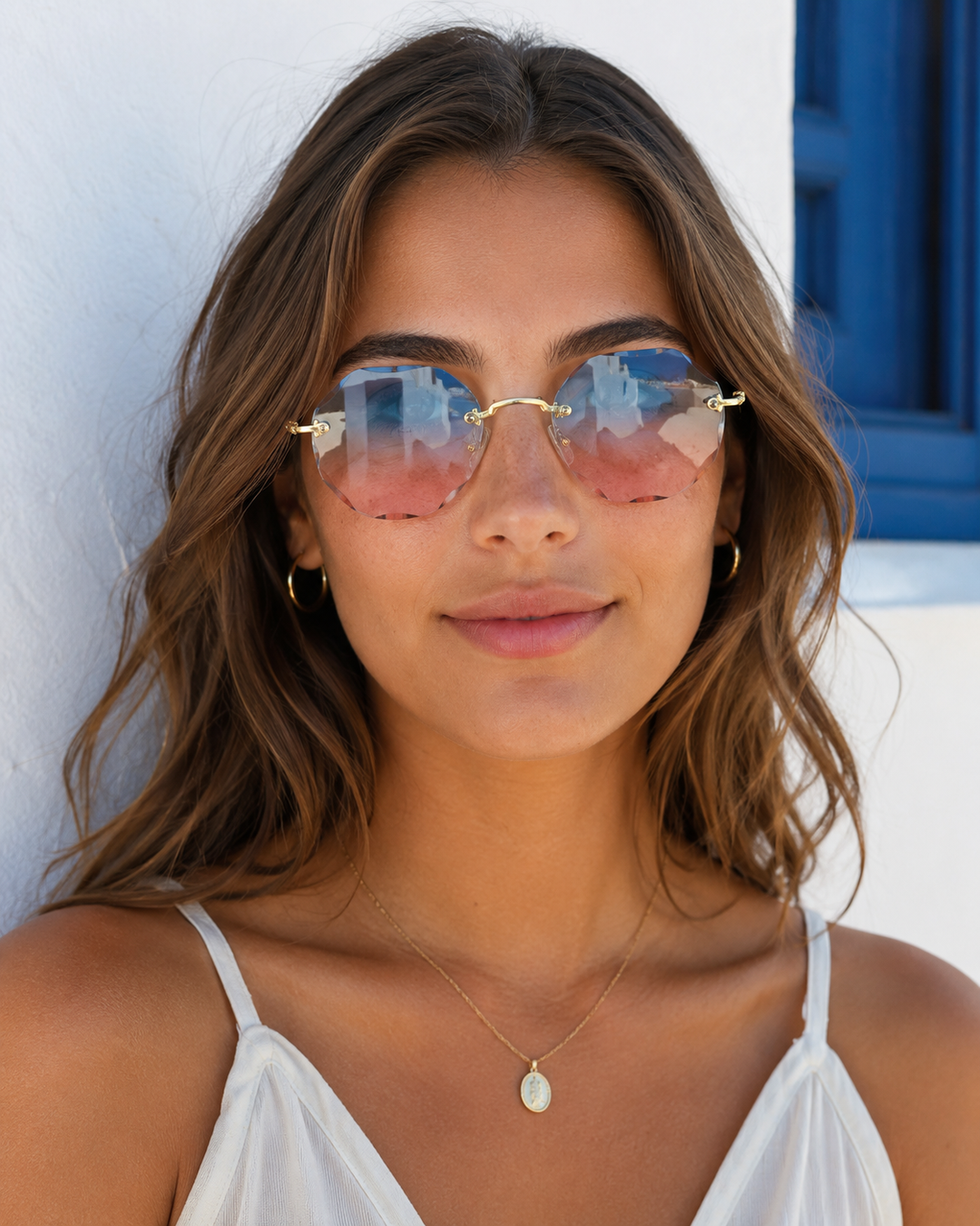 Polygonal Sunglasses Women Rimless Trimmed Sunglasses