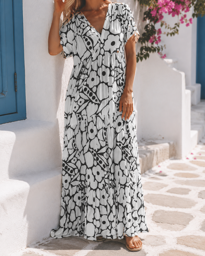 Floral Short Sleeve Summer Midi Dress