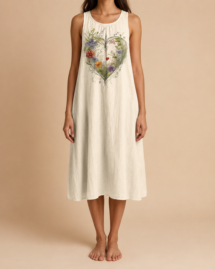 Round Neck Short Sleeve Summer Midi Dress