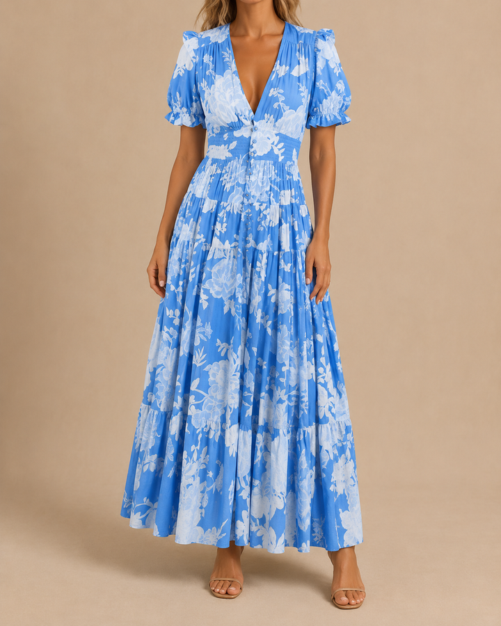 Abstract Print Wide Fit Summer Maxi Dress